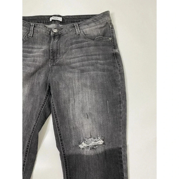Kensie Jeans Women 10/30 Gray Patchwork Straight Denim Stretch Distressed - Picture 3 of 10